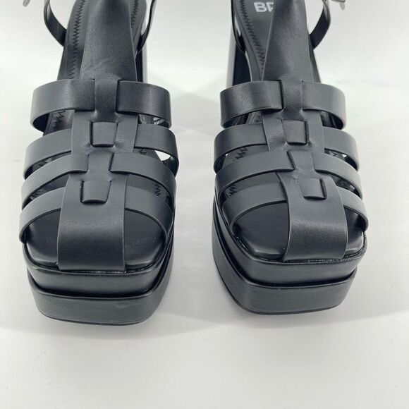 BP Amaya Black Faux Leather Fisherman Block Heel Platform Sandals Size 9.5 - Picture 5 of 16